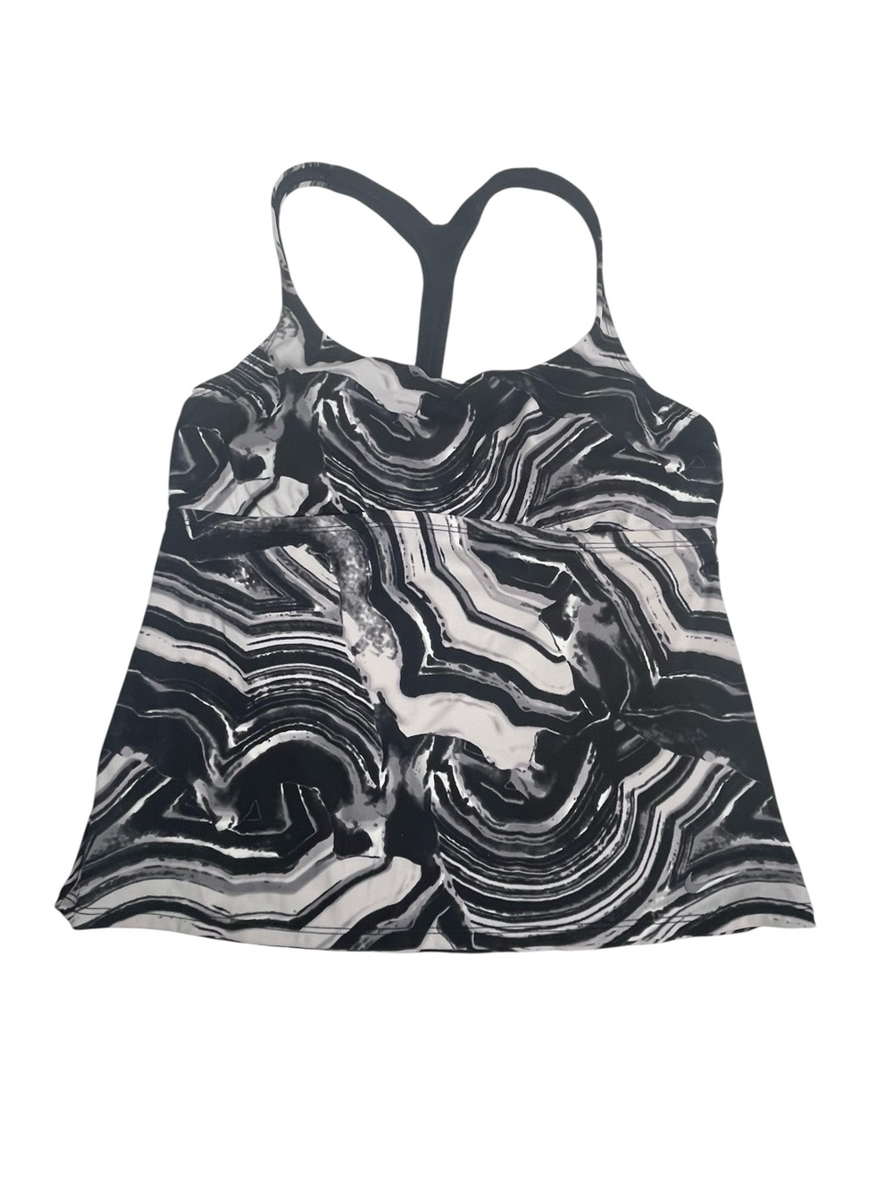 Nike Racerback Tankini Top Black White Marble Print Size Large